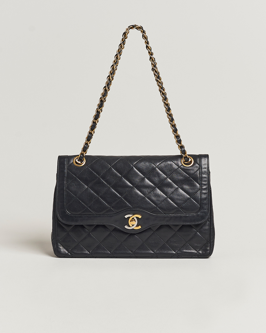 Herre | Chanel Pre-Owned Matelasse Double Flap Bag Black | Chanel Pre-Owned | Matelasse Double Flap Bag Black