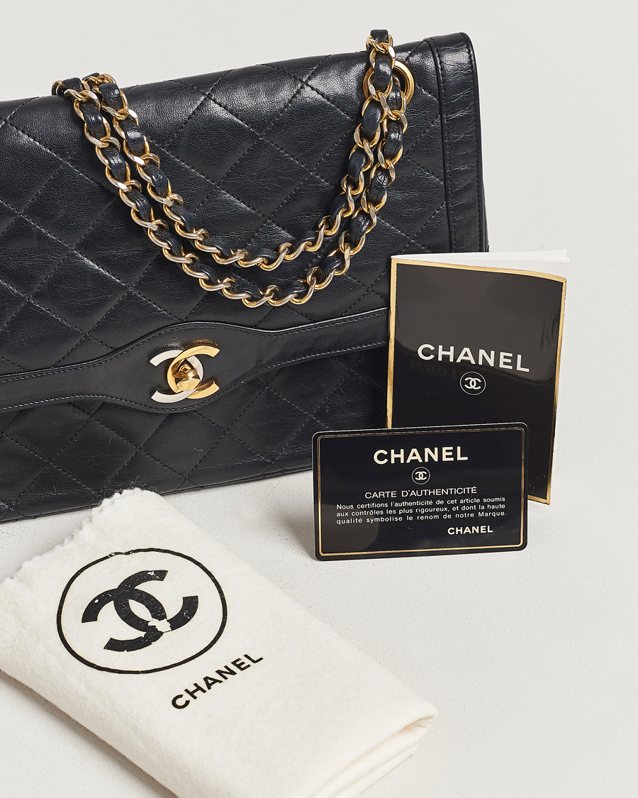 Herre | Chanel Pre-Owned Matelasse Double Flap Bag Black | Chanel Pre-Owned | Matelasse Double Flap Bag Black