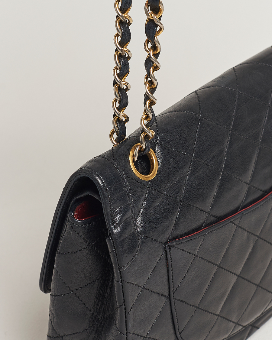 Herre | Chanel Pre-Owned Matelasse Double Flap Bag Black | Chanel Pre-Owned | Matelasse Double Flap Bag Black