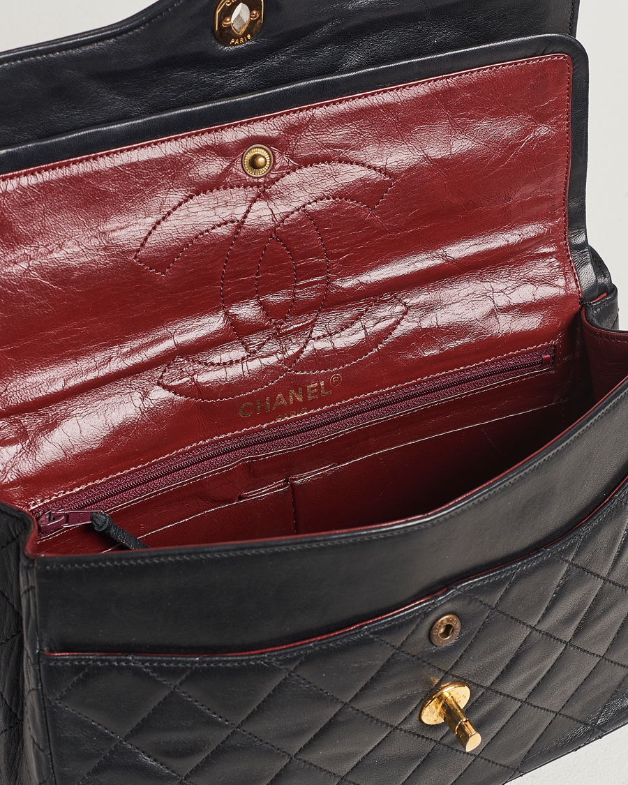 Herre | Chanel Pre-Owned Matelasse Double Flap Bag Black | Chanel Pre-Owned | Matelasse Double Flap Bag Black