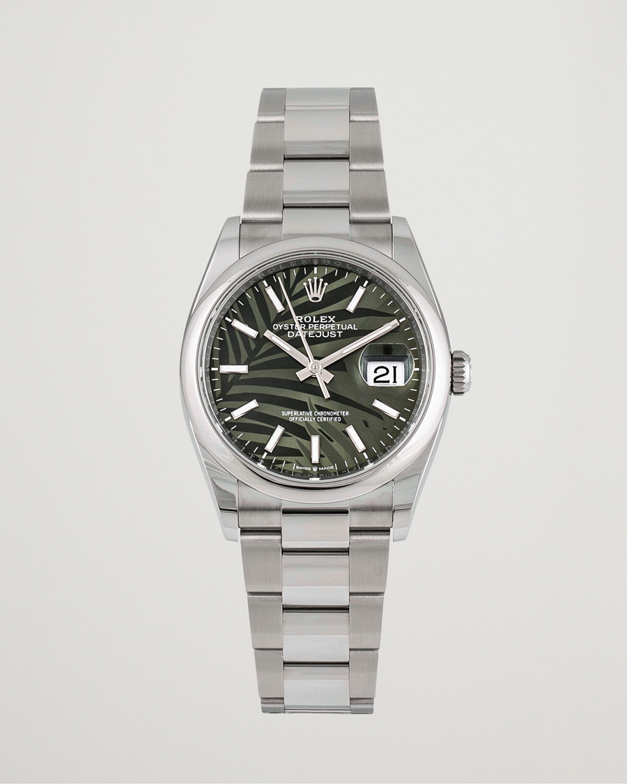 Herre | Rolex Pre-Owned Datejust Palm Motif 126200 Silver | Rolex Pre-Owned | Datejust Palm Motif 126200 Silver