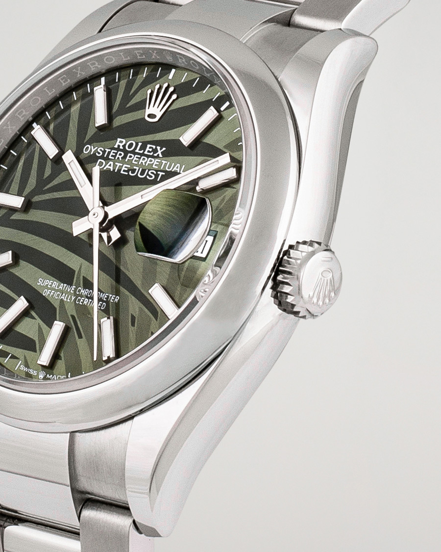 Herre | Rolex Pre-Owned Datejust Palm Motif 126200 Silver | Rolex Pre-Owned | Datejust Palm Motif 126200 Silver