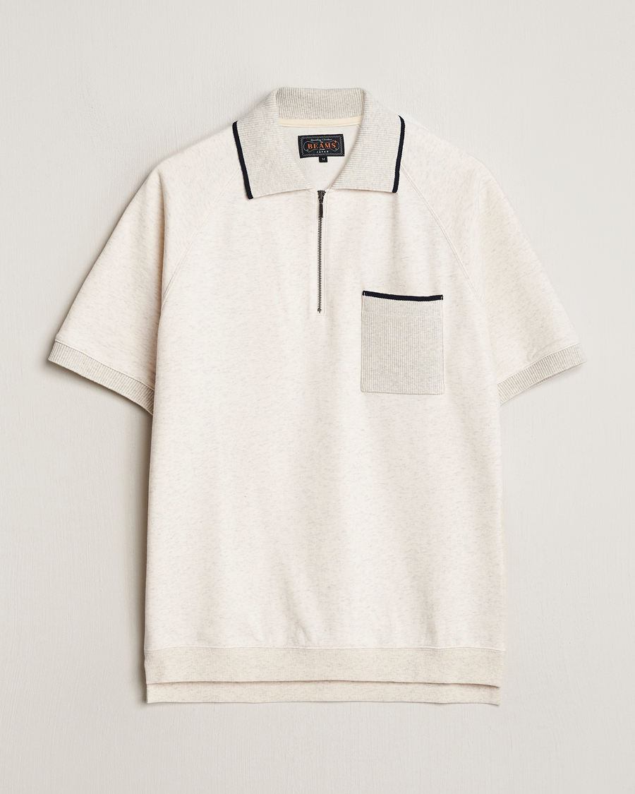 Herre | Polotrøjer | BEAMS PLUS | Half Zip Light Fleece Polo Oatmeal