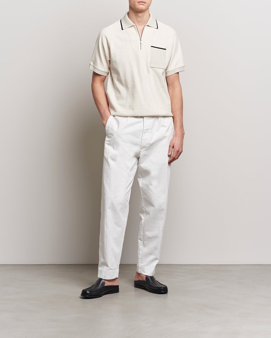Herre | Polotrøjer | BEAMS PLUS | Half Zip Light Fleece Polo Oatmeal