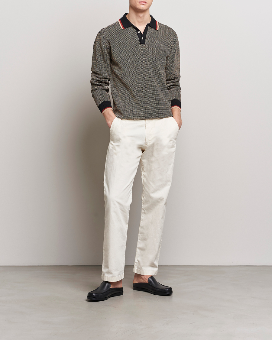 Herre | Trøjer | BEAMS PLUS | Slab Knit Long Sleeve Polo Black