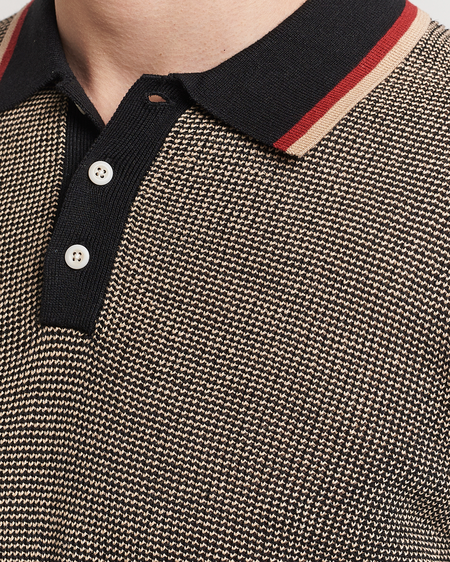 Herre | Trøjer | BEAMS PLUS | Slab Knit Long Sleeve Polo Black