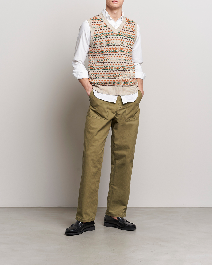 Herre | Trøjer | BEAMS PLUS | Fairisle Knit Vest Beige