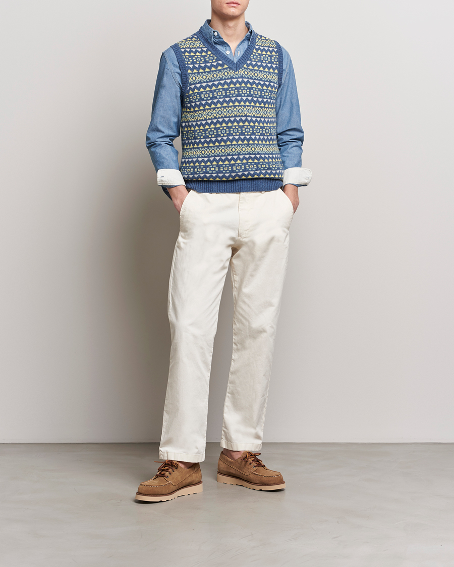 Herre | Trøjer | BEAMS PLUS | Fairisle Knit Vest Blue
