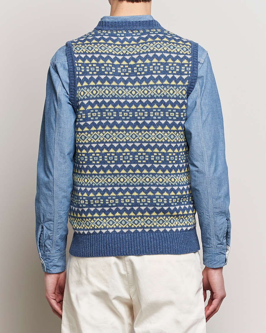 Herre | Trøjer | BEAMS PLUS | Fairisle Knit Vest Blue