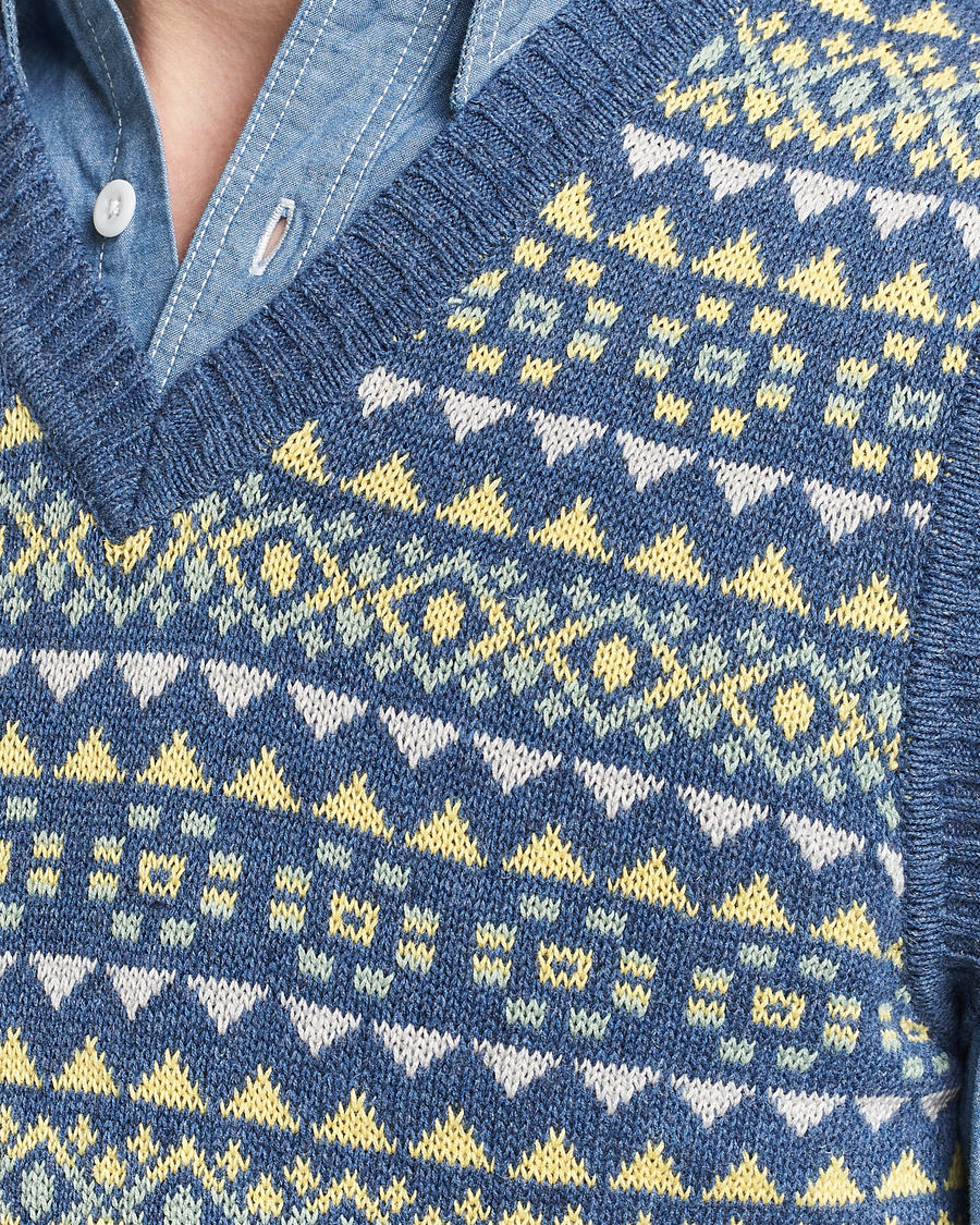 Herre | Trøjer | BEAMS PLUS | Fairisle Knit Vest Blue