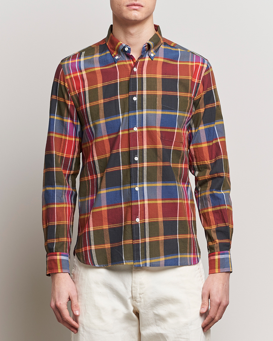 Herre | Kortærmede skjorter | BEAMS PLUS | Button Down Madras Shirt Red Check