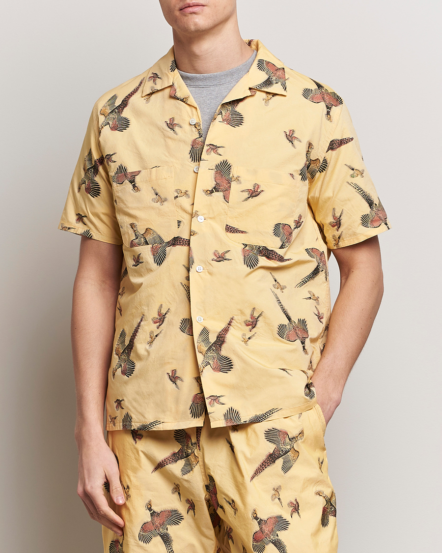 Herre | Kortærmede skjorter | BEAMS PLUS | Duck Jacquard Camp Collar Shirt Yellow