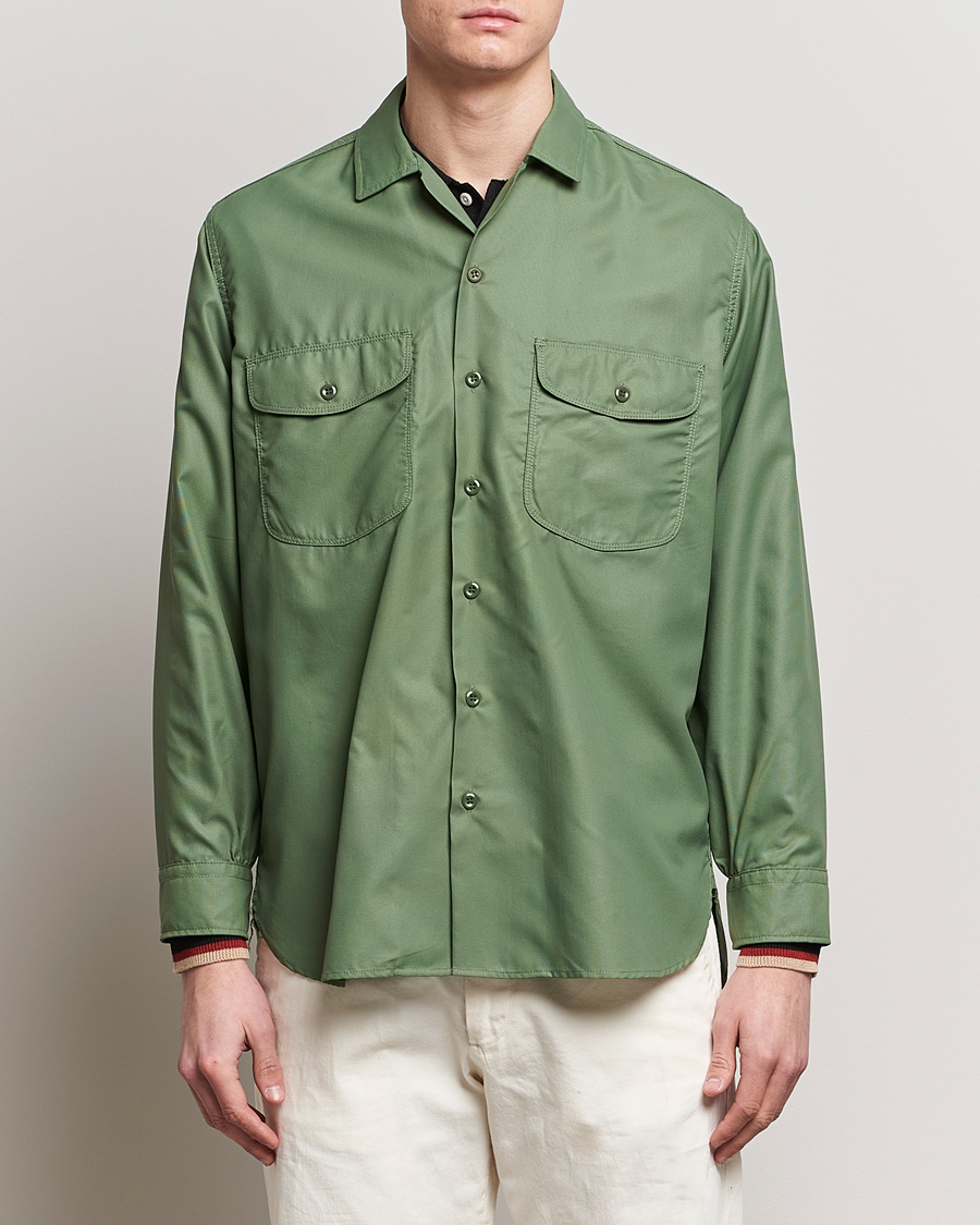 Herre | Shirt Jackets | BEAMS PLUS | Work Micro Nylon Overshirt Olive