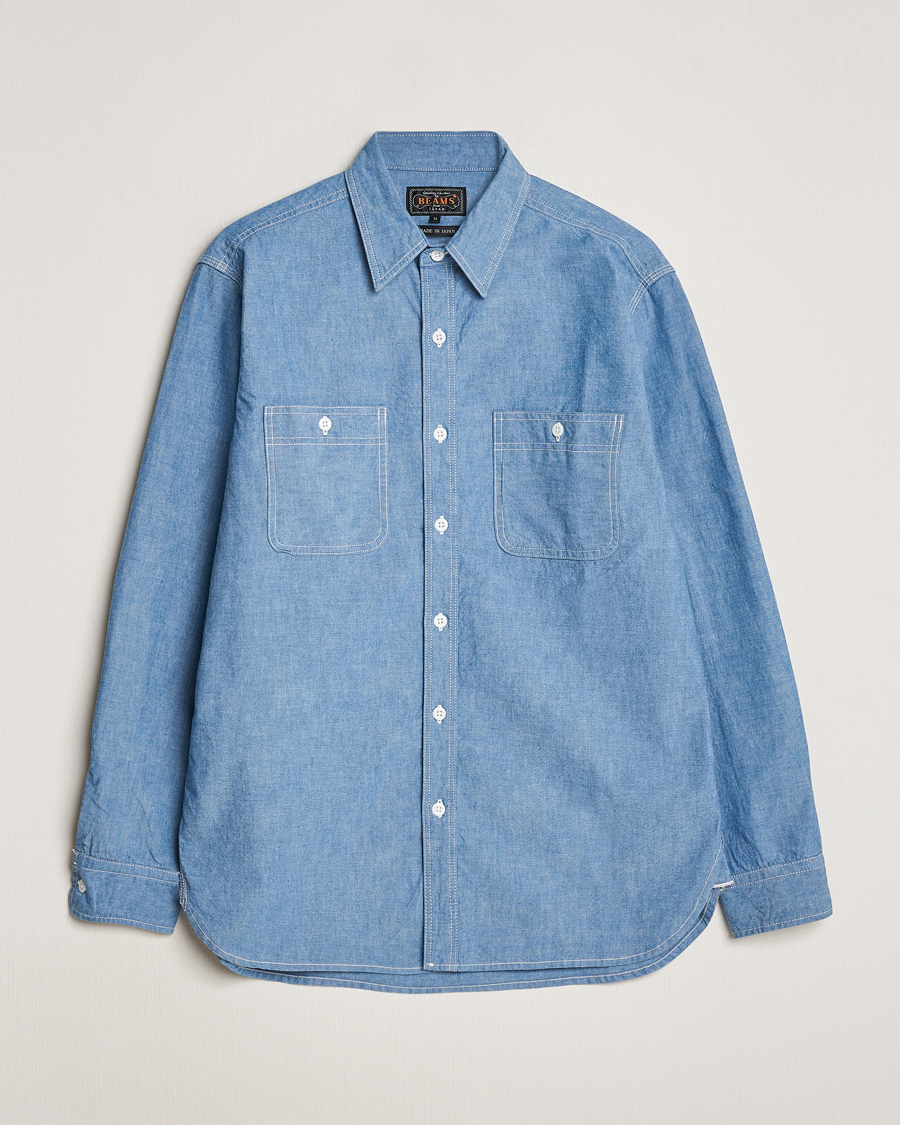 Herre | Skjorter | BEAMS PLUS | Work Chambray Overshirt Light Blue
