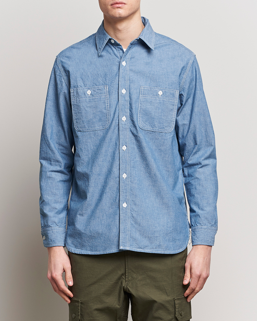 Herre | Shirt Jackets | BEAMS PLUS | Work Chambray Overshirt Light Blue