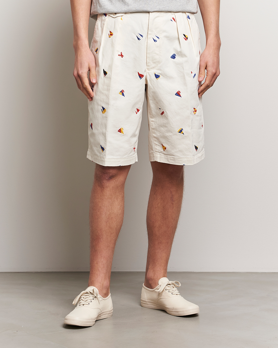 Herre | Chino shorts | BEAMS PLUS | Embroidered Shorts White