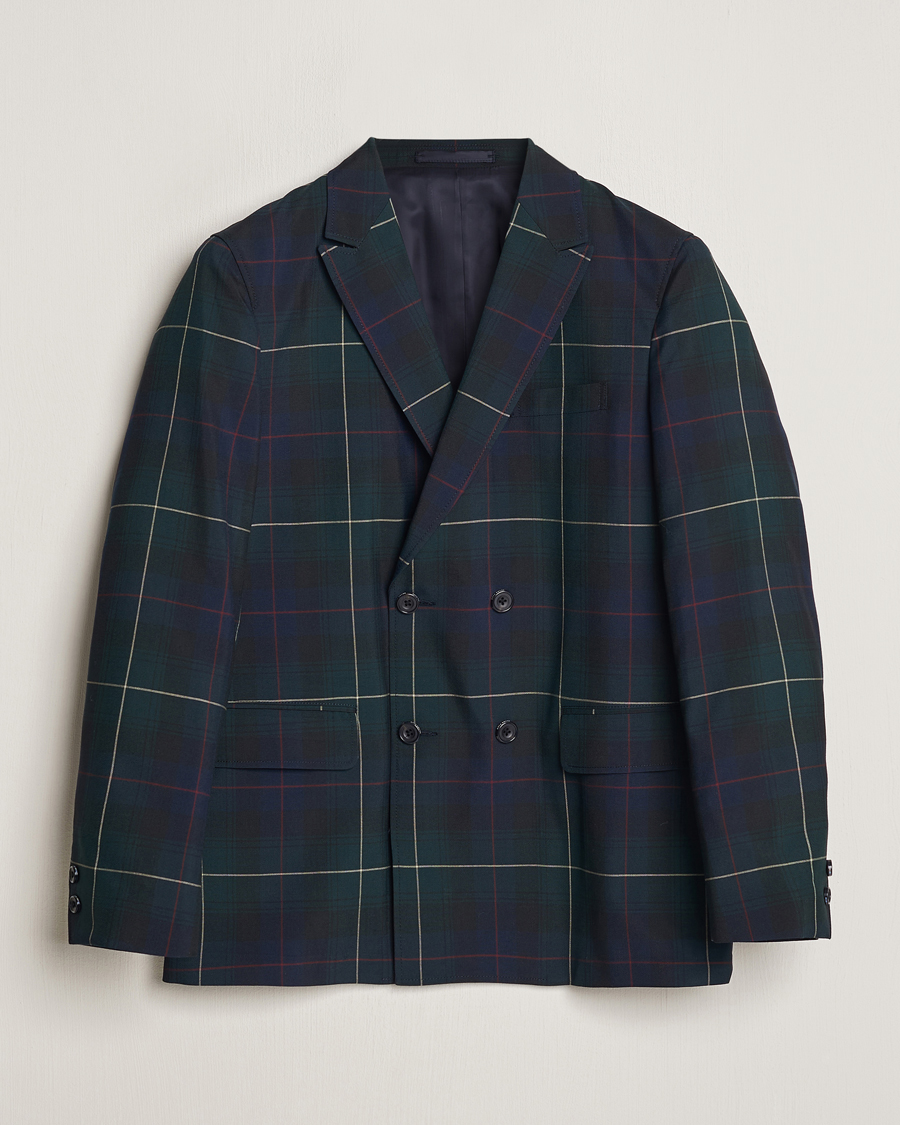 Herre | Blazere & jakker | BEAMS PLUS | Double Breasted Plaid Wool Blazer Green Plaid