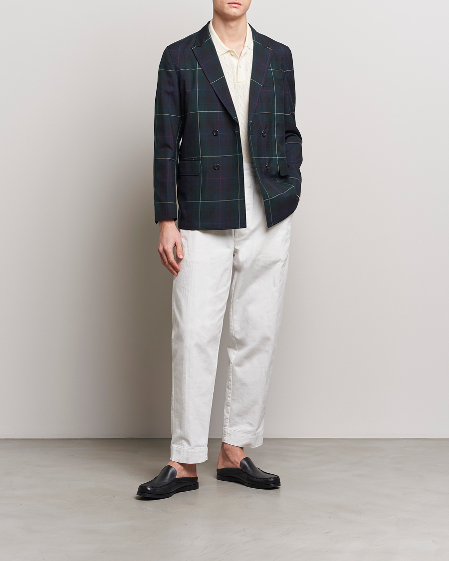 Herre | Blazere & jakker | BEAMS PLUS | Double Breasted Plaid Wool Blazer Green Plaid