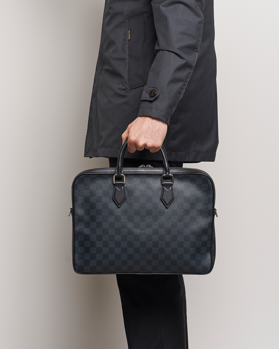 Herre | Louis Vuitton Pre-Owned Dandy Slim Briefcase Damier Navy | Louis Vuitton Pre-Owned | Dandy Slim Briefcase Damier Navy