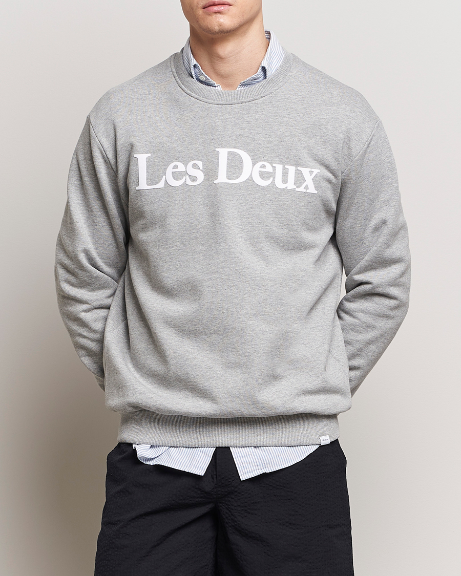 Herr | Grå Sweatshirts | LES DEUX | Charles Logo Sweatshirt Light Grey Melange