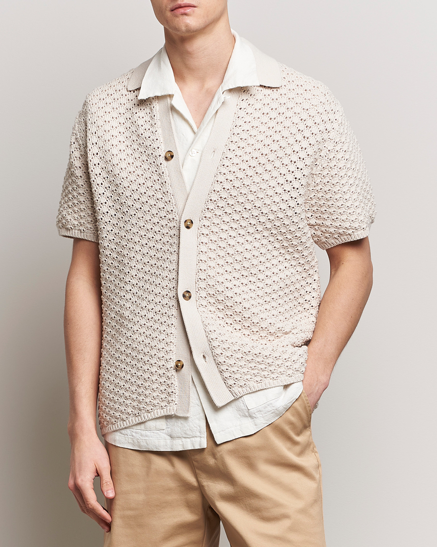 Herre | Kortærmede skjorter | LES DEUX | Gideon Knitted Shirt Ivory