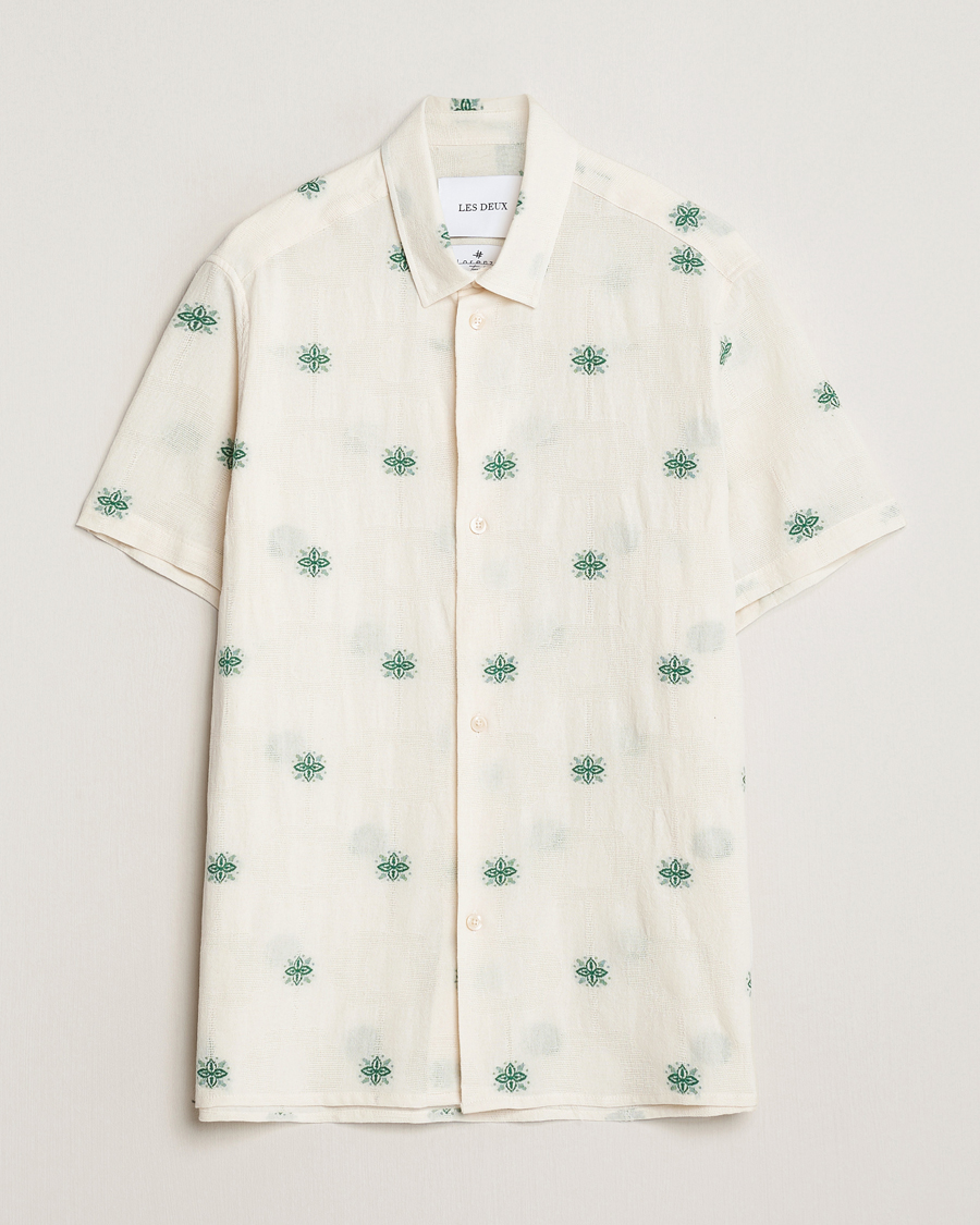 Herre | Skjorter | LES DEUX | Ira Short Sleeve Embroidery Cotton Shirt Ivory