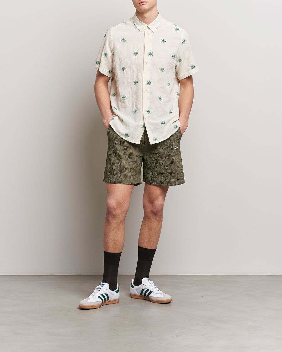 Herre | Skjorter | LES DEUX | Ira Short Sleeve Embroidery Cotton Shirt Ivory