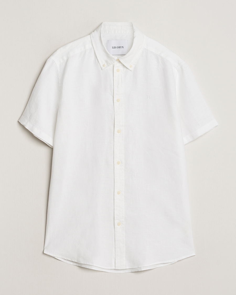 Herre | Skjorter | LES DEUX | Kris Short Sleeve Linen Shirt White