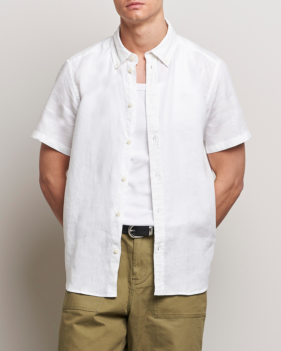 Herre | Nyheder | LES DEUX | Kris Short Sleeve Linen Shirt White