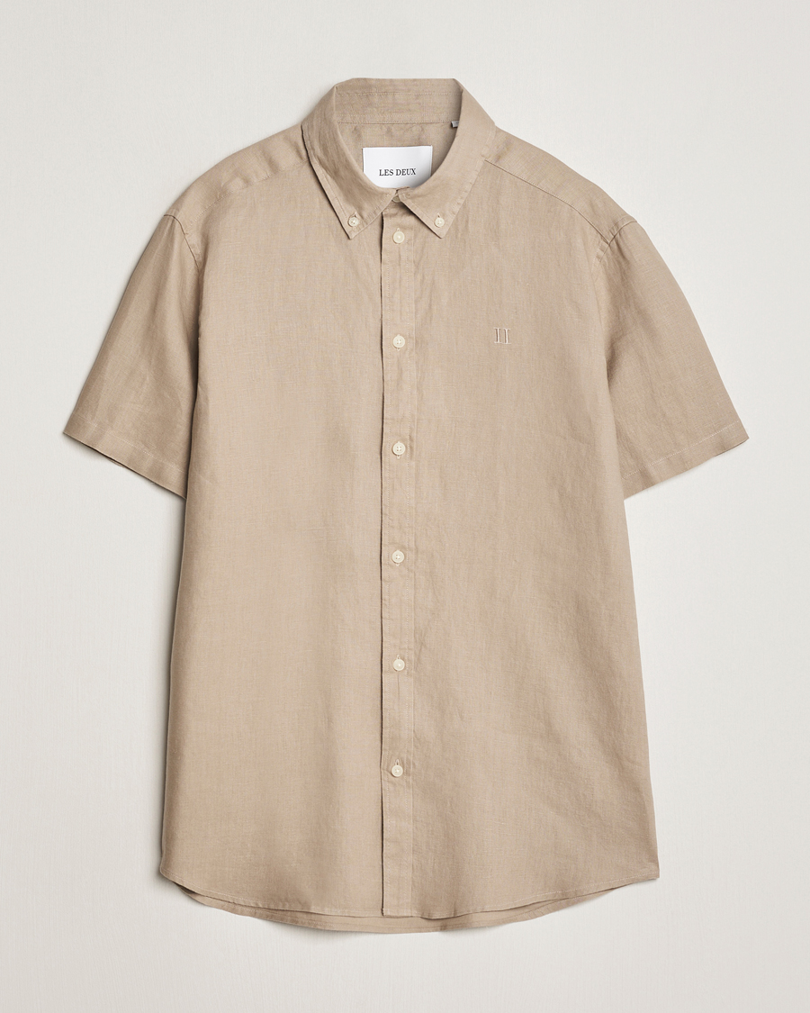 Herre | Skjorter | LES DEUX | Kris Short Sleeve Linen Shirt Dark Sand