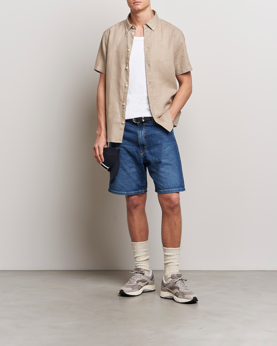 Herre | Skjorter | LES DEUX | Kris Short Sleeve Linen Shirt Dark Sand