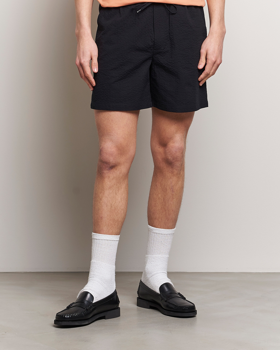 Herre | LES DEUX | LES DEUX | Patrick Seersucker Shorts Black