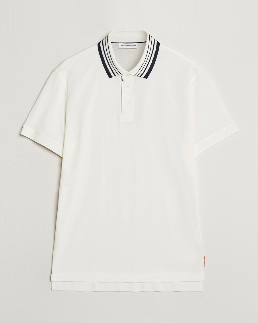 Herre | Polotrøjer | Orlebar Brown | Dominic Border Cotton/Lyocel Polo White Sand
