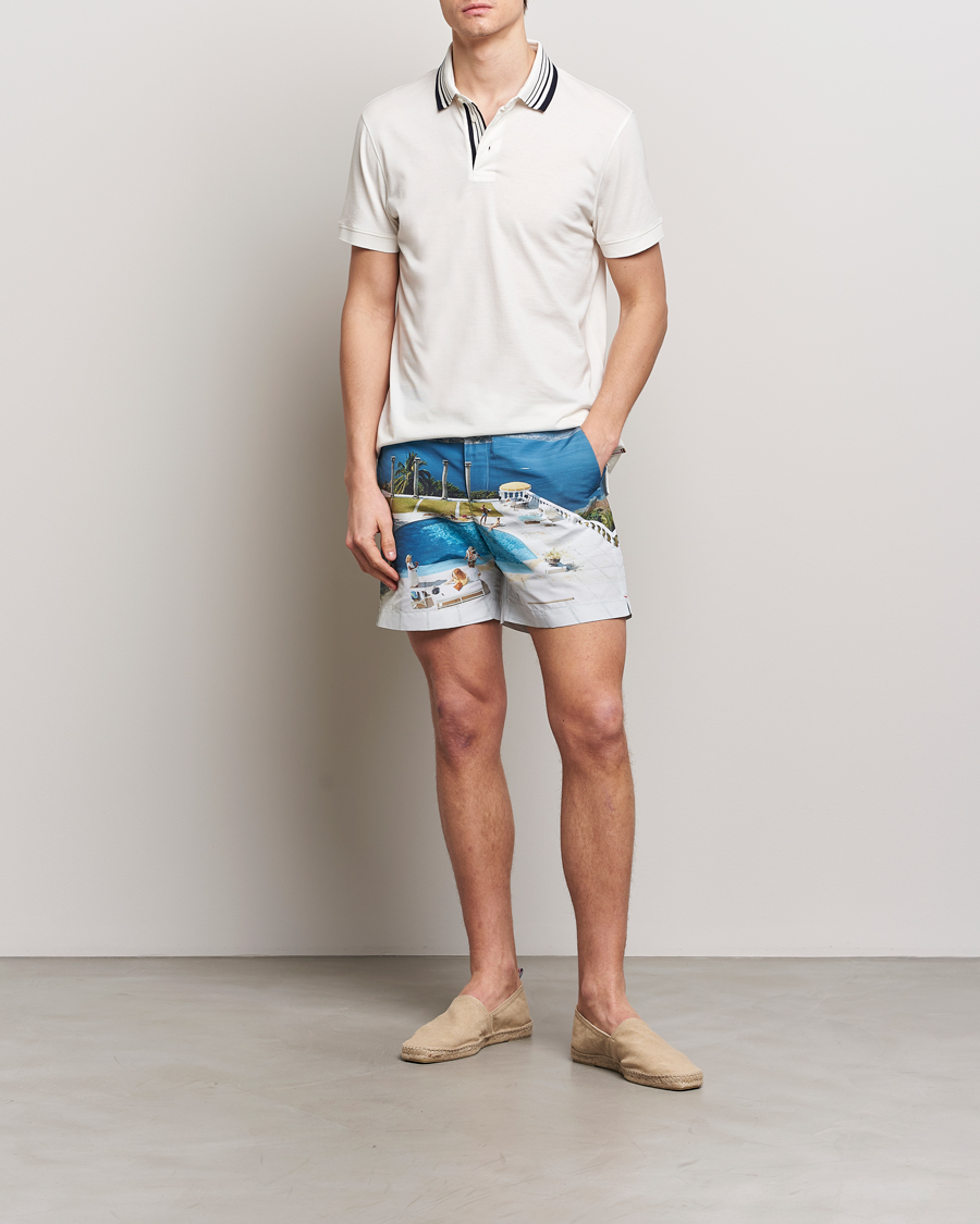 Herre | Polotrøjer | Orlebar Brown | Dominic Border Cotton/Lyocel Polo White Sand