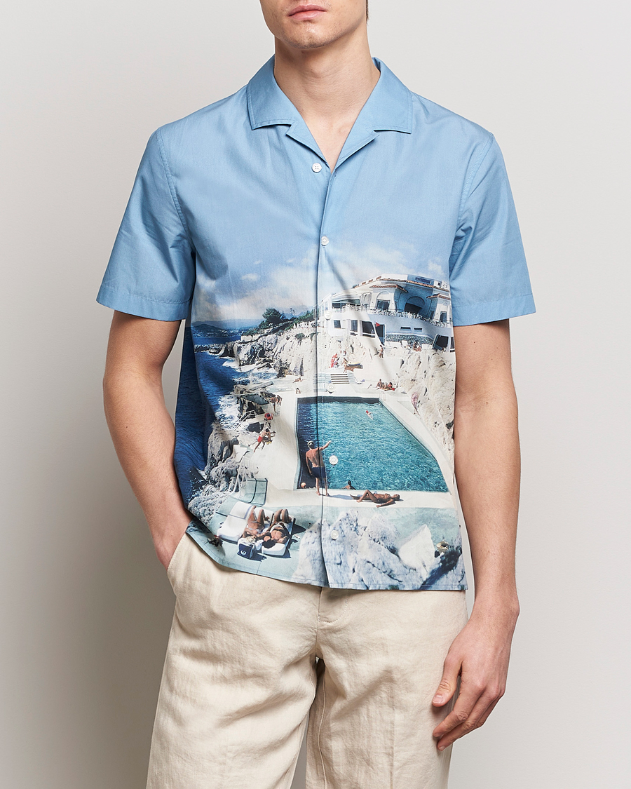 Herre |  | Orlebar Brown | Hibbert Photographic Roc Pool Shirt Blue