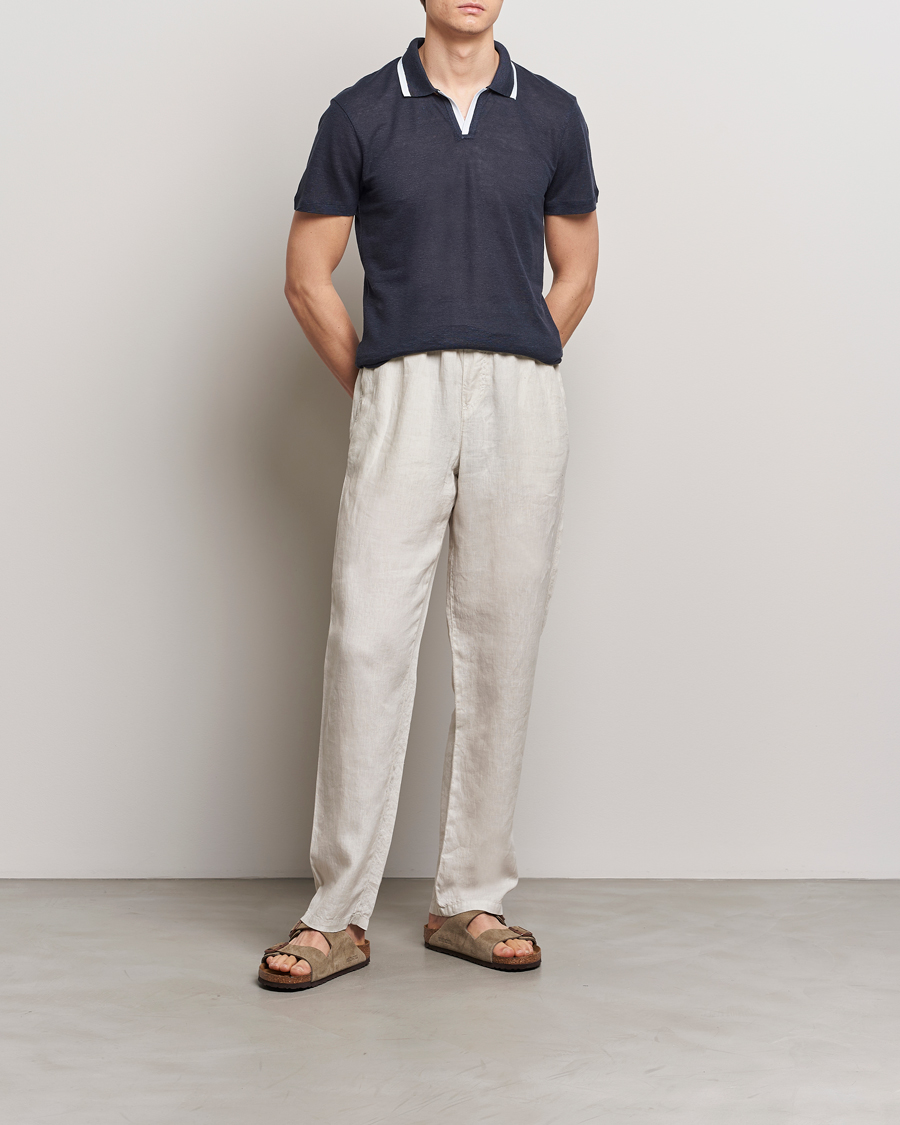 Herre | Polotrøjer | Orlebar Brown | Felix Linen Pique Polo Night Iris