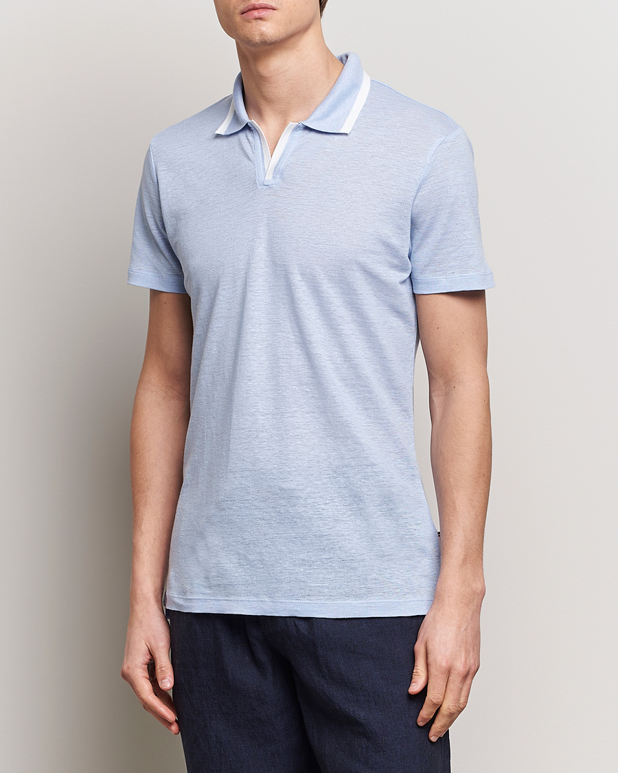 Herre | Polotrøjer | Orlebar Brown | Felix Linen Pique Polo Soft Blue