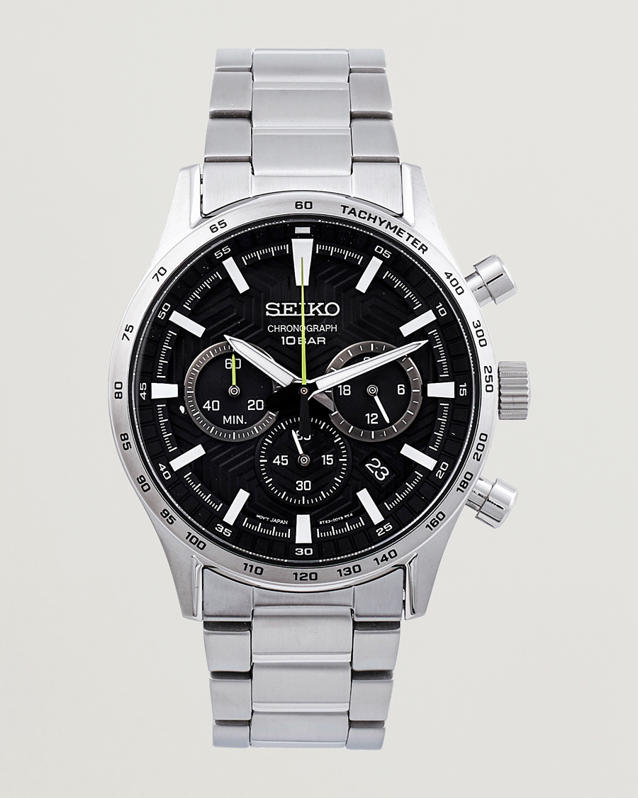 Herre |  | Seiko | Chronograph 43mm Steel Black Dial