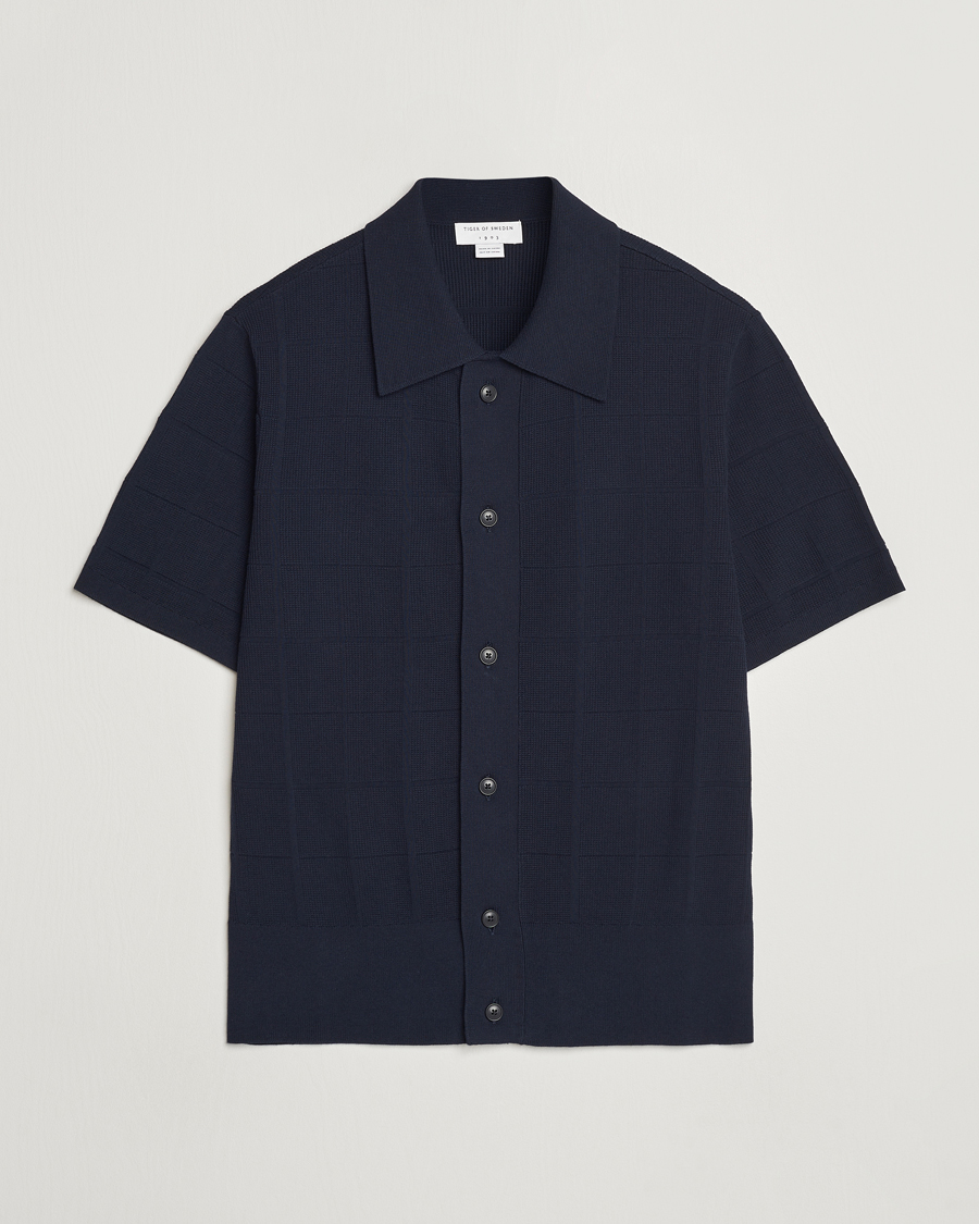 Herre | Polotrøjer | Tiger of Sweden | Araawen Short Sleeve Knitted Polo Light Ink