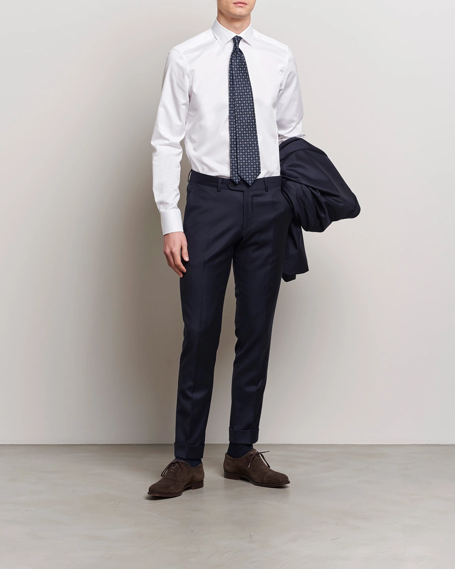 Herre | Businesskjorter | Stenströms | Slimline Cotton Twill Cut Away Shirt White