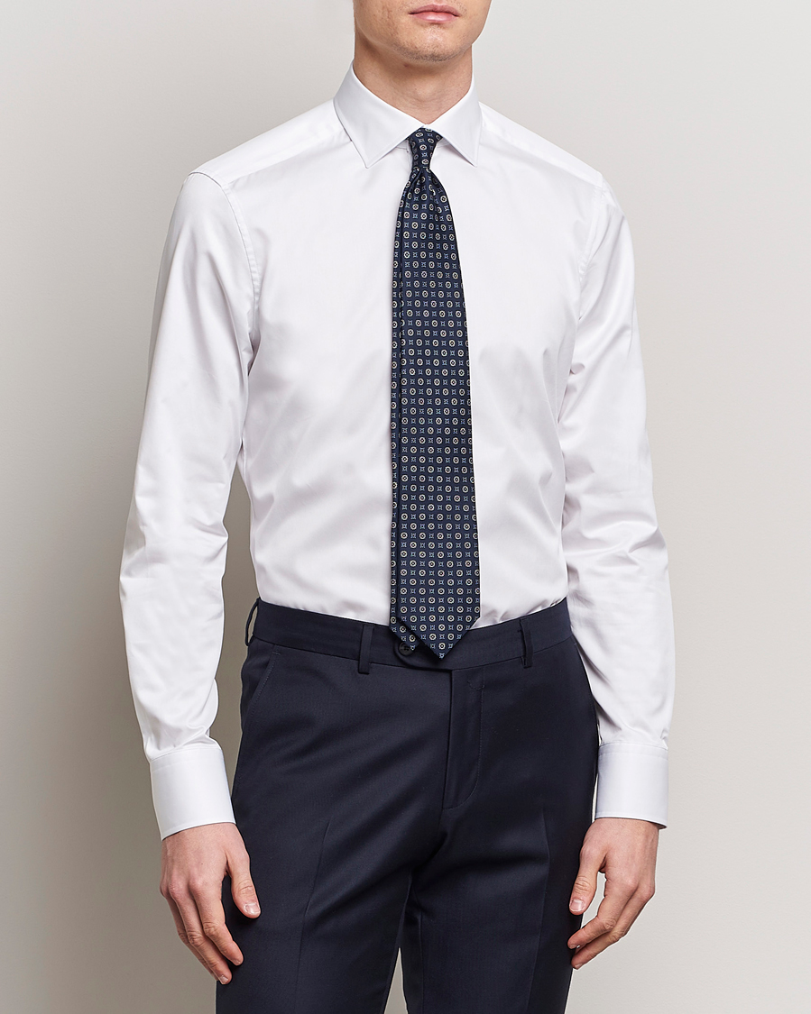 Herre | Skjorter | Stenströms | Slimline Cotton Twill Cut Away Shirt White