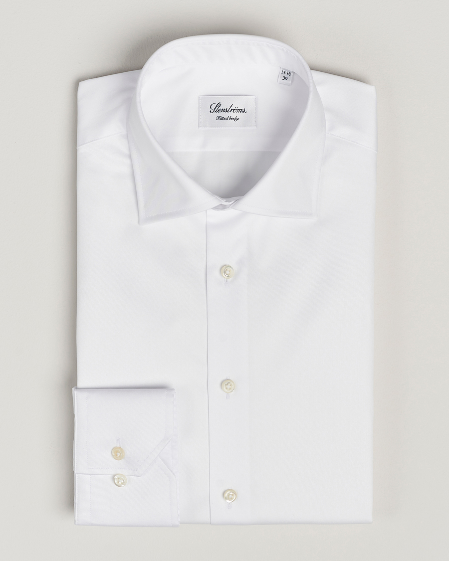 Herre |  | Stenströms | Fitted Body Cotton Twill Cut Away Shirt White