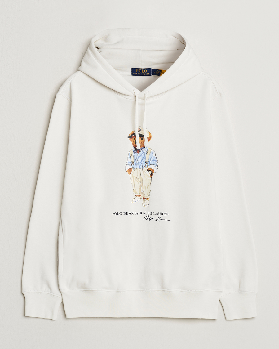 Herre | Trøjer | Polo Ralph Lauren | Printed Hemingway Bear Hoodie Deckwash White