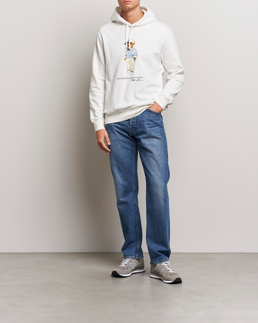 Herre | Trøjer | Polo Ralph Lauren | Printed Hemingway Bear Hoodie Deckwash White