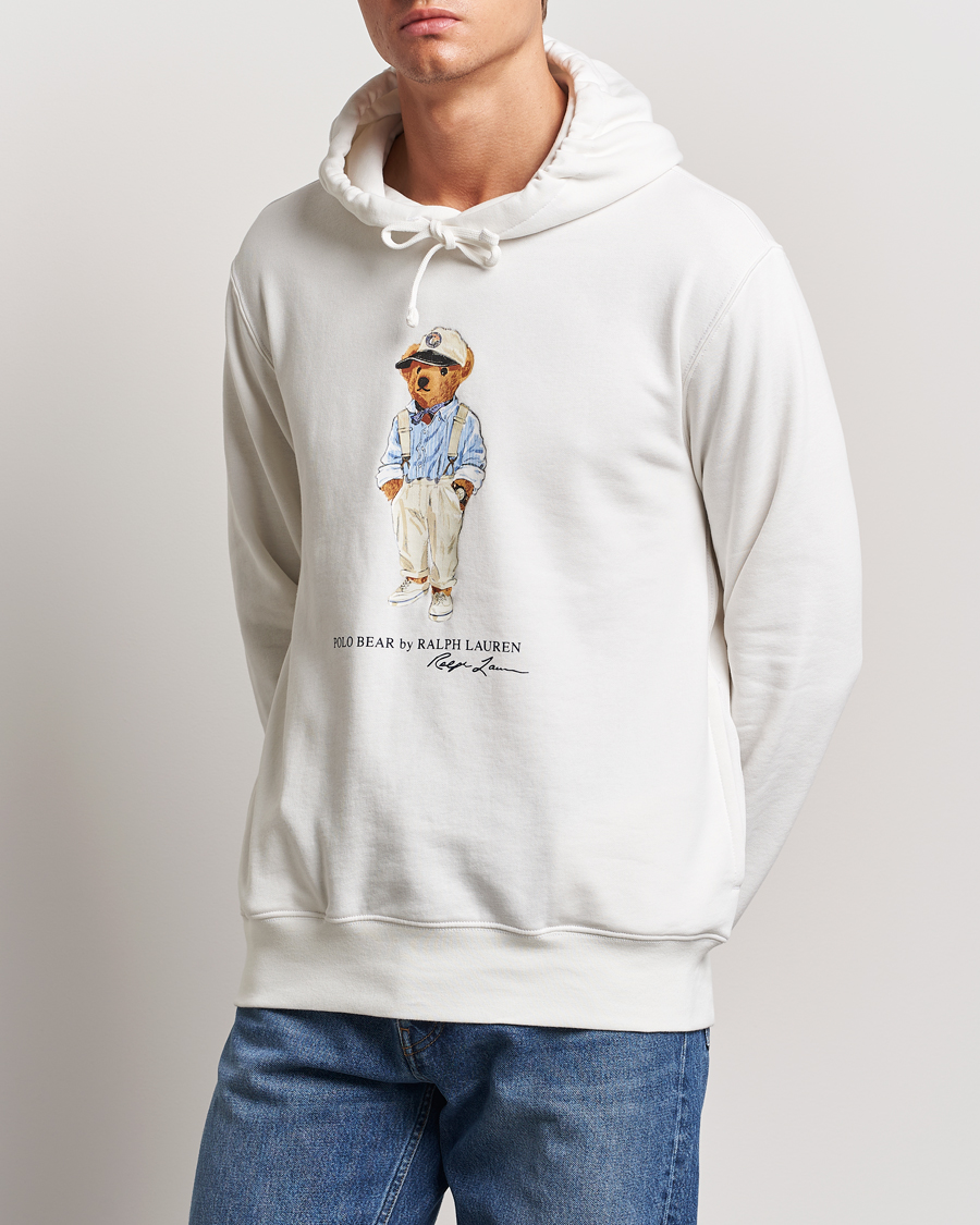 Herre | Trøjer | Polo Ralph Lauren | Printed Hemingway Bear Hoodie Deckwash White
