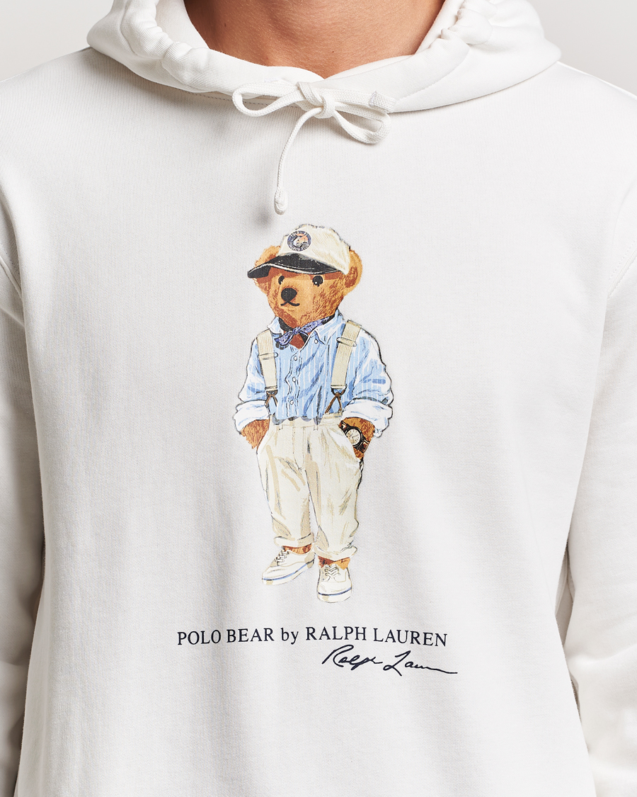 Herre | Trøjer | Polo Ralph Lauren | Printed Hemingway Bear Hoodie Deckwash White