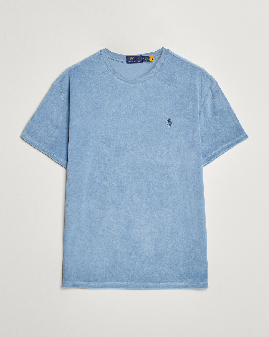Herre | T-Shirts | Polo Ralph Lauren | Cotton Terry Crew Neck T-shirt Vessel Blue