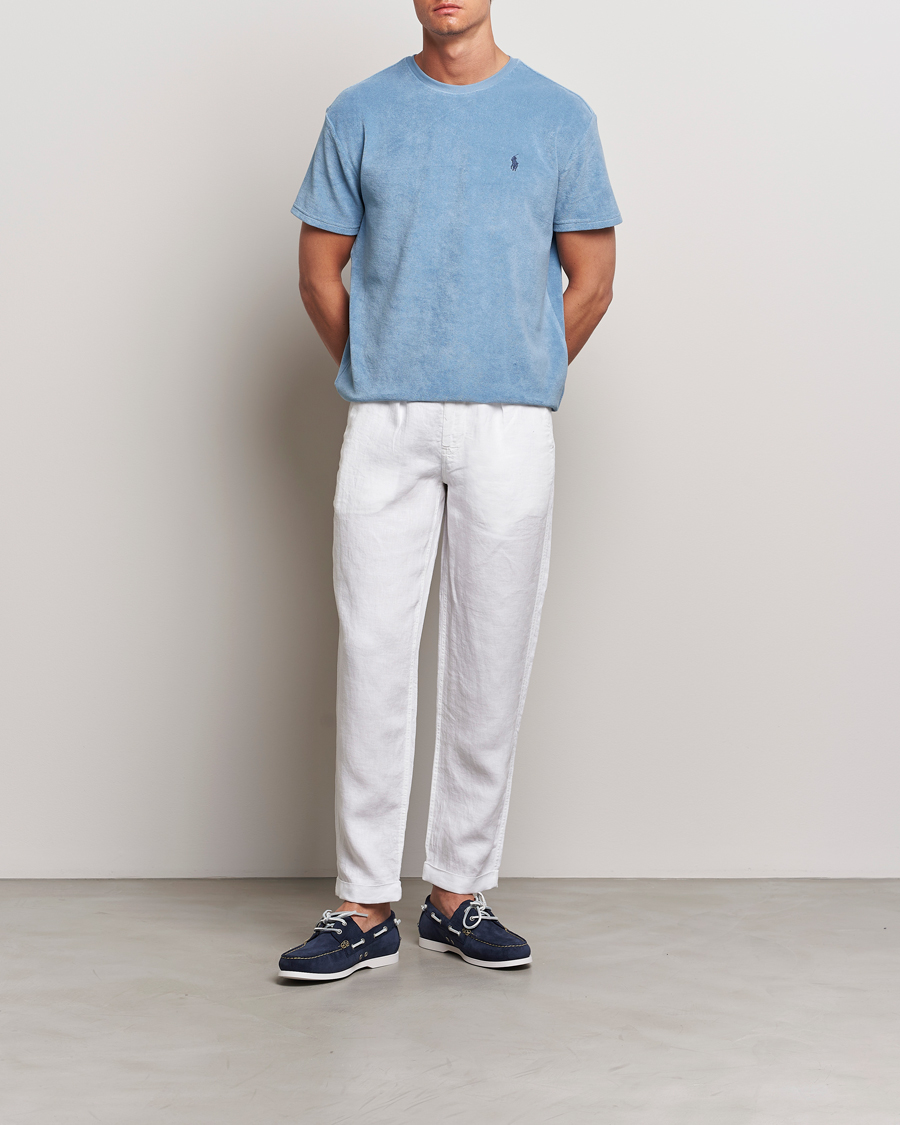 Herre | T-Shirts | Polo Ralph Lauren | Cotton Terry Crew Neck T-shirt Vessel Blue