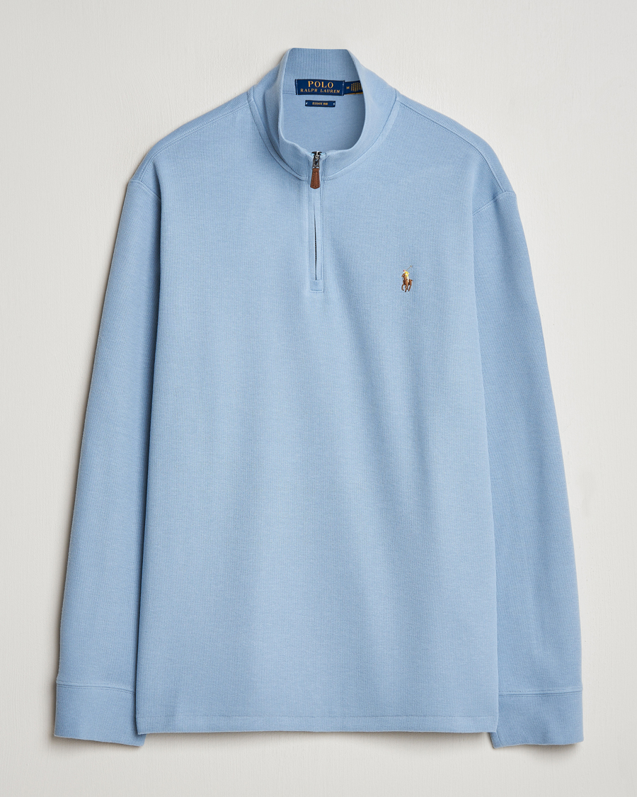 Herre | Trøjer | Polo Ralph Lauren | Double Knit Jaquard Half Zip Sweater Vessel Blue