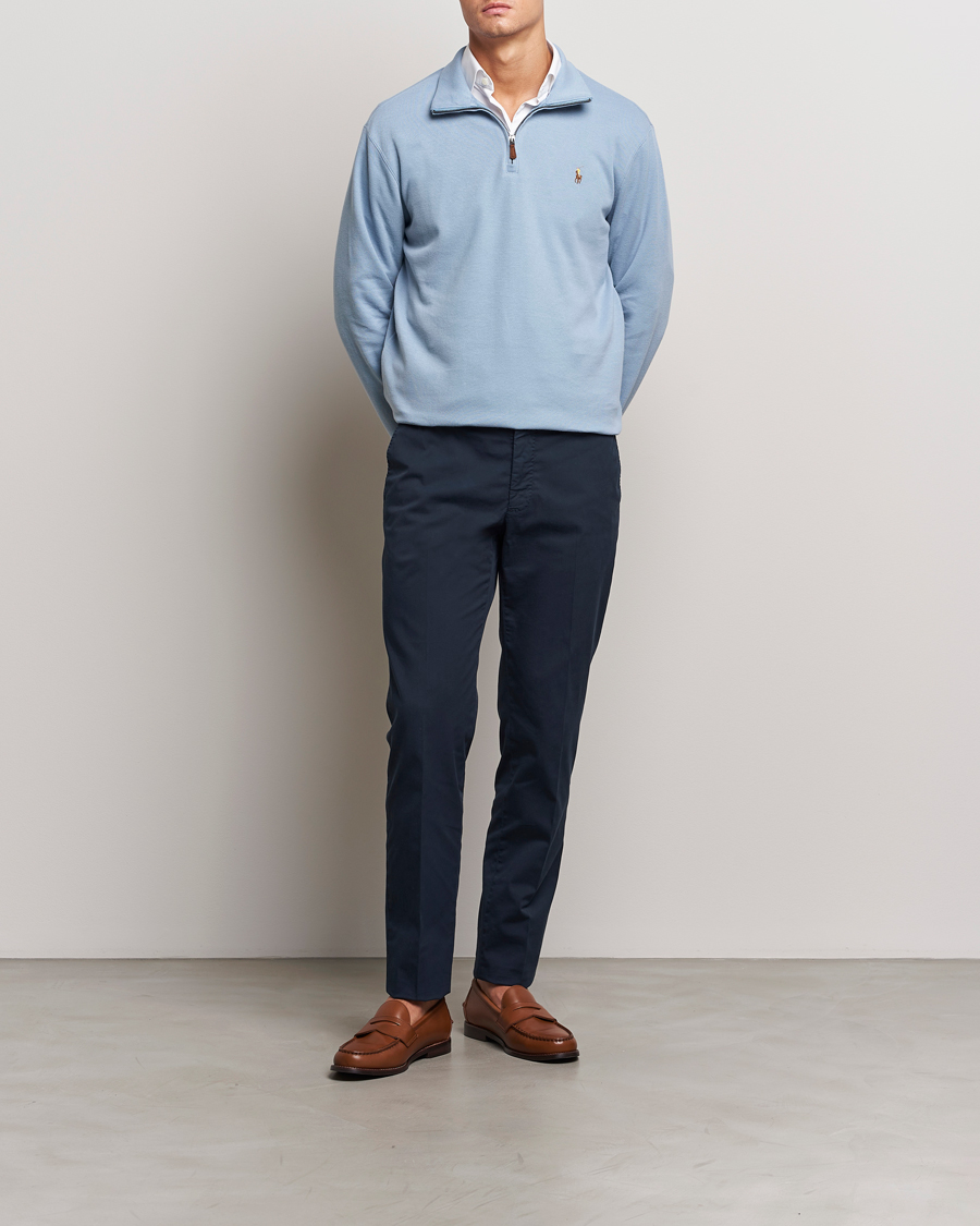 Herre | Trøjer | Polo Ralph Lauren | Double Knit Jaquard Half Zip Sweater Vessel Blue
